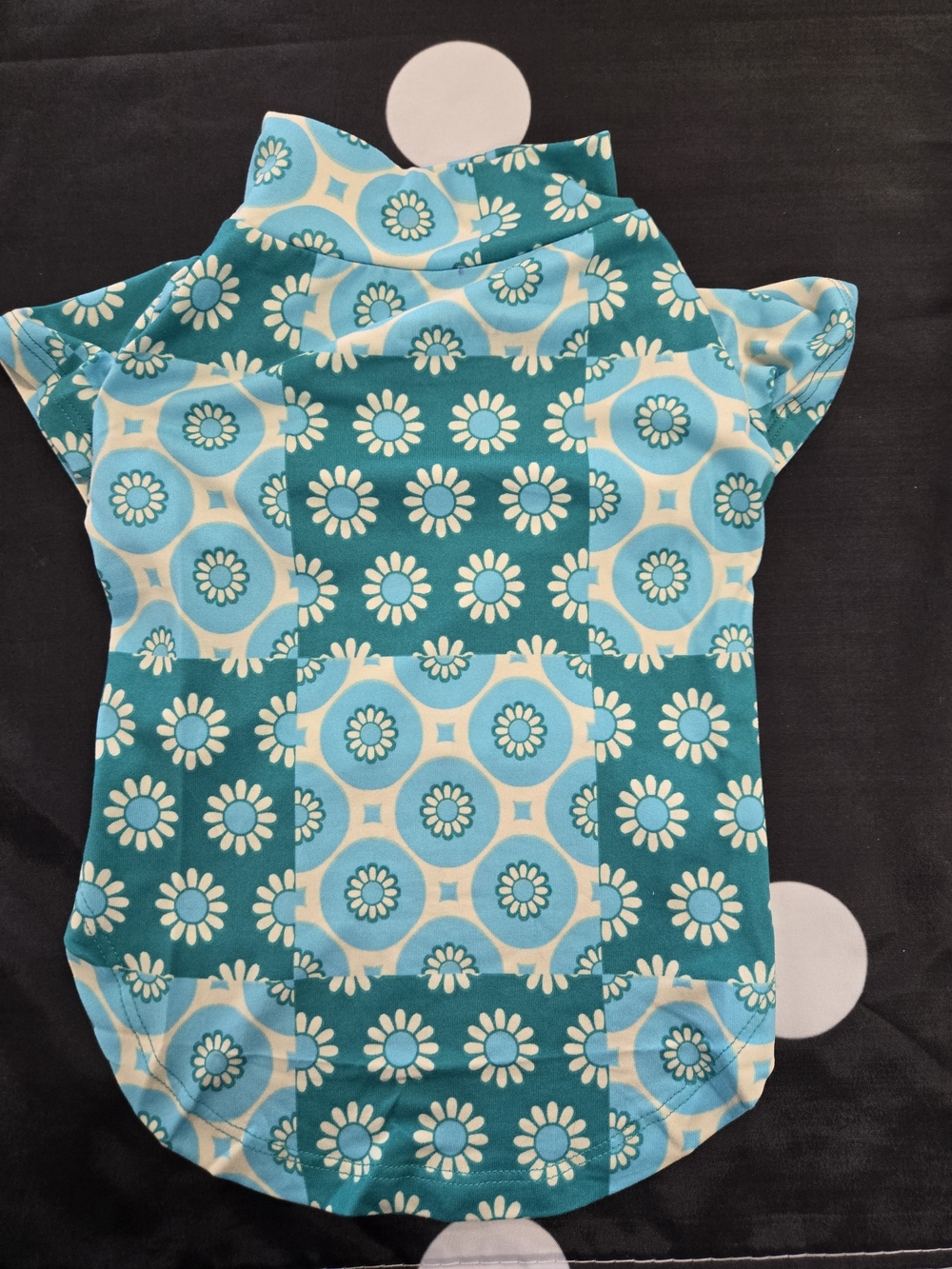 Turquoise Floral Patchwork Dog Tee